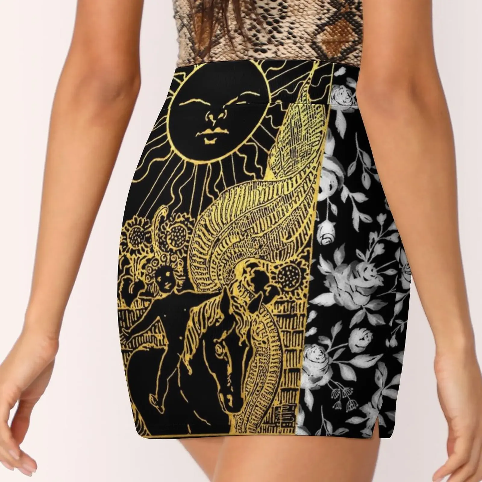 Floral Tarot Print-The Sun Women's skirt Sport Skort Skirt With Pocket Fashion Korean Style Skirt 4Xl Skirts Tarot Tarot Tarot