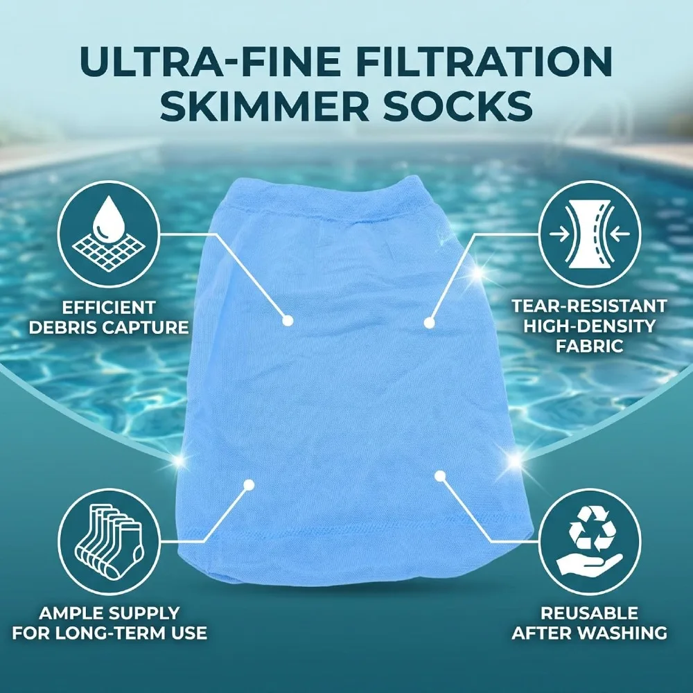 20pcs Premium Blue Pool Skimmer Socks Ultrafine Mesh Micro Filter Micro Filter Bags Pool Vacuum Cleaner Filter For Pool Cleaner