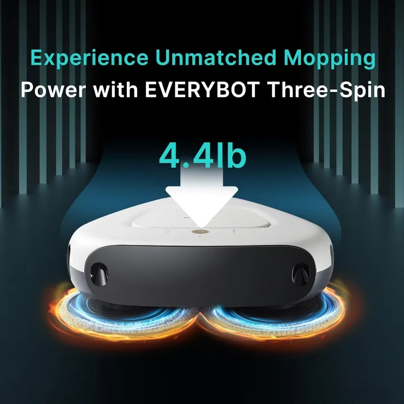 Three-Spin Robot Mop  Powerful Stylish 3 Spin Wet Mop for Hard Floor & Tile Cleaning with Remote Control Large Water Tank