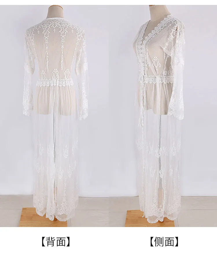 Women's Fashion Lace Embroidered Cardigan Sexy Sunscreen Beach Coat Bikini Cover Swimsuit Outer Cardigan Women's
