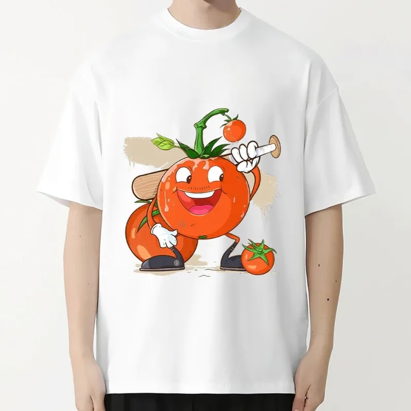 Cartoon Vegetable Cool T Shirt Men Couple Combination Women Clothes Short Sleeve Collar Fashion Cotto