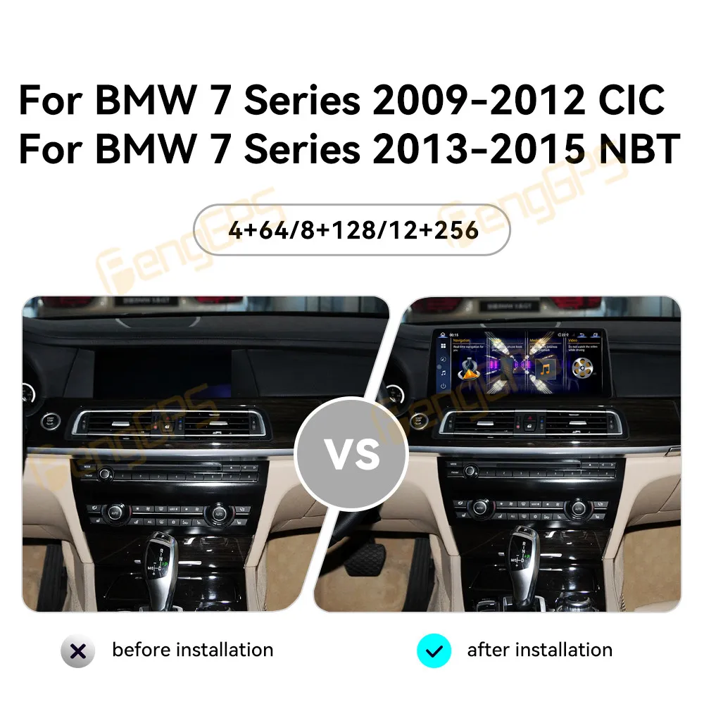 

12.9-дюймовый автомобильный радиоприемник с Android 13 и CarPlay для BMW 7 серии 2009-2012 CIC, 2013-2015 NBT, сенсорный экран, мультимедийный проигрыватель, GPS-навигация