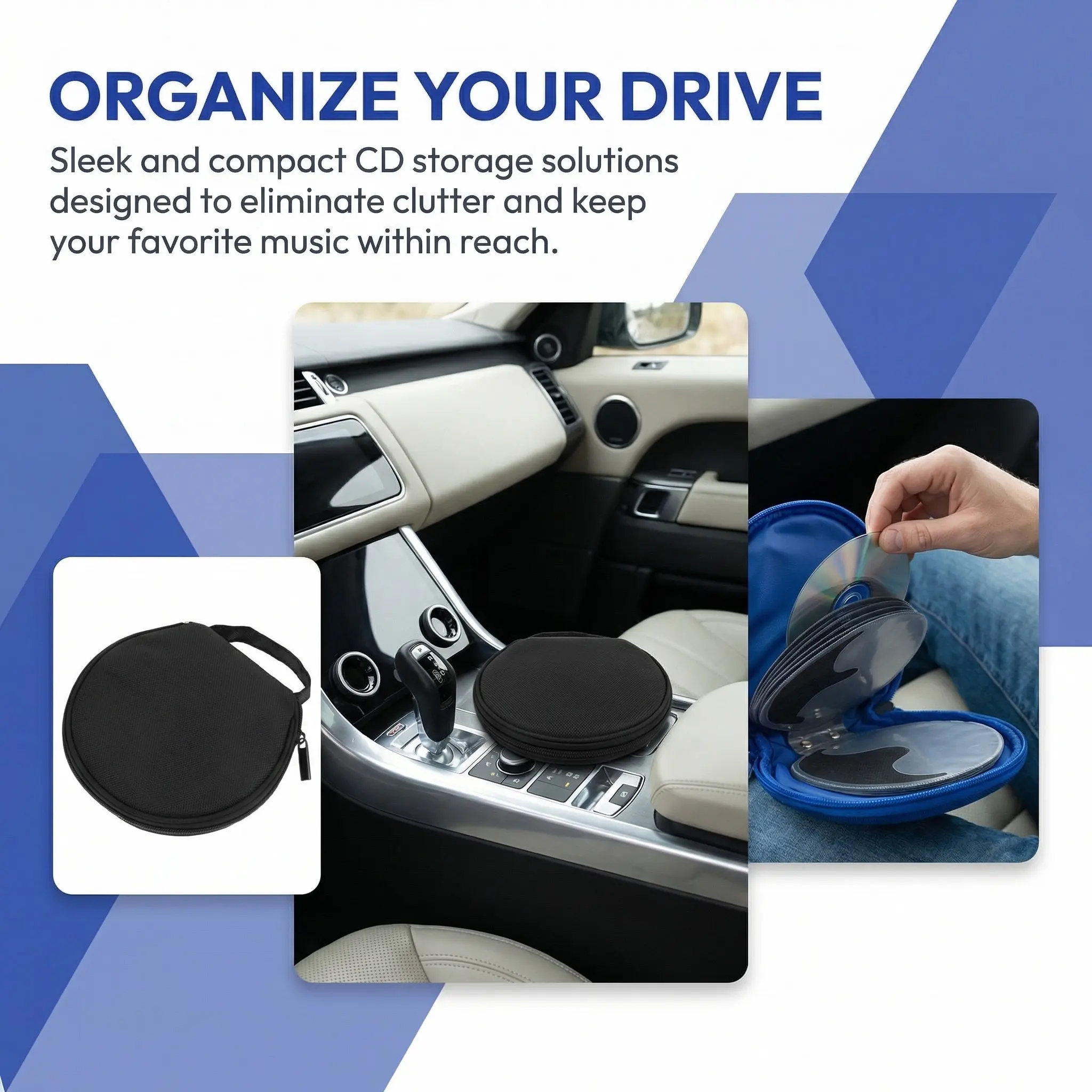 2Pcs Car Cd Storage Box Oxford Fabric Cd Dvd Disc Holder Pouch with Zipper Round Design Portable for Travel Home Car Use
