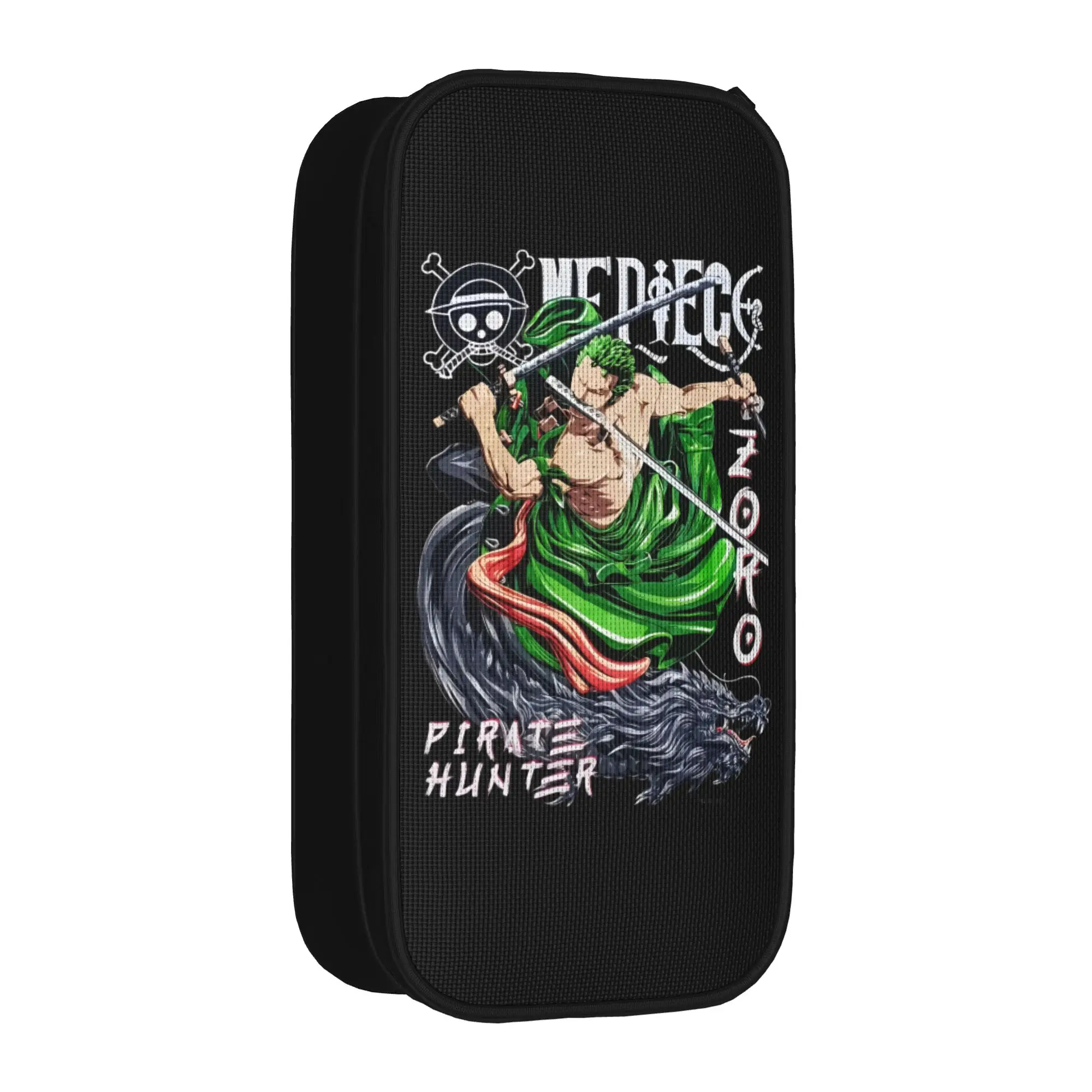 One Piece Zoro Federmäppchen, klassischer Stifthalter, Taschen für Mädchen und Jungen, großes Fassungsvermögen, Schulbedarf, Federmäppchen mit Reißverschluss