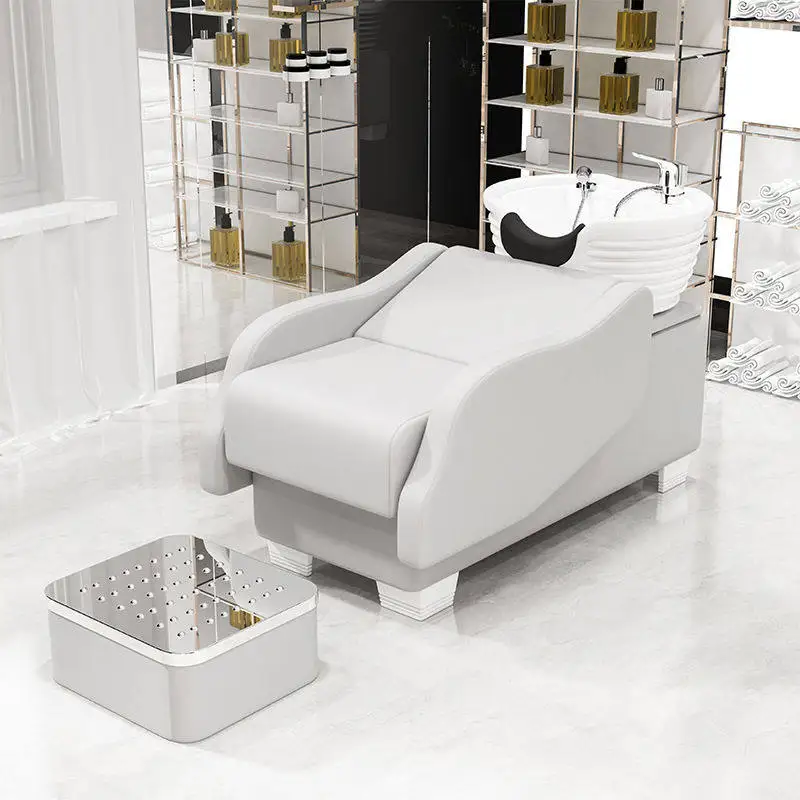 Stainless Steel Shampoo Bed Hair Salon Semi-Reclining Shampoo Bed Factory Direct Sale Simple Trendy Hairdressing Bed
