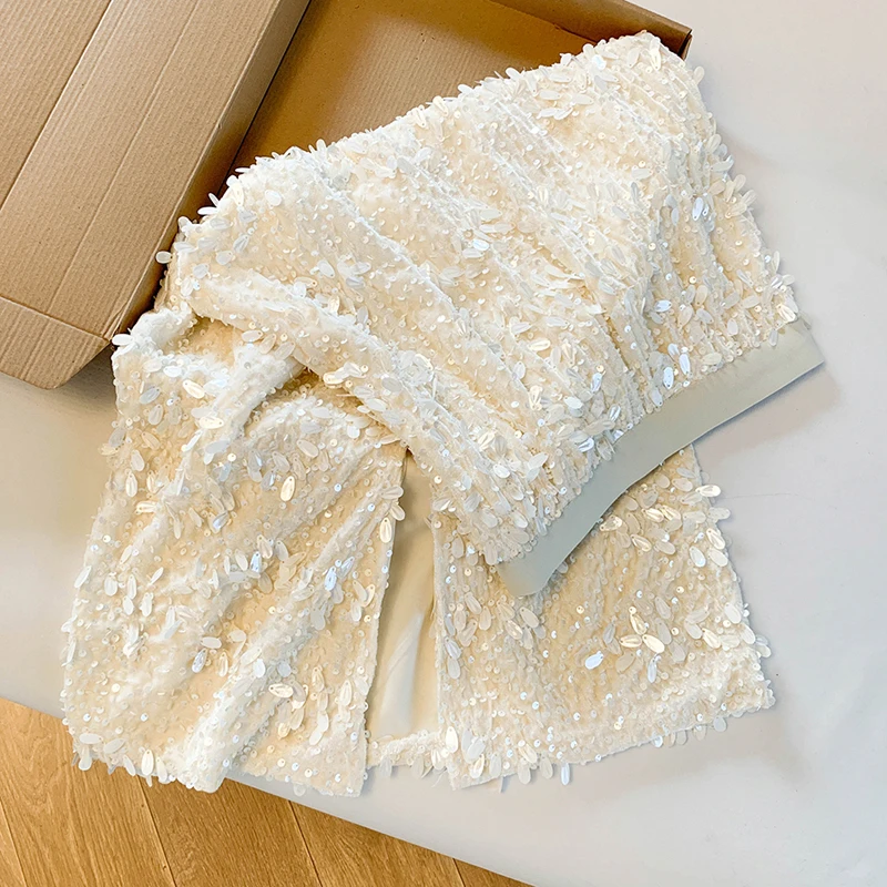 

Длинные юбки с высокой талией и блестками, новые поступления, весенние женские элегантные модные блестящие прямые офисные облегающие юбки