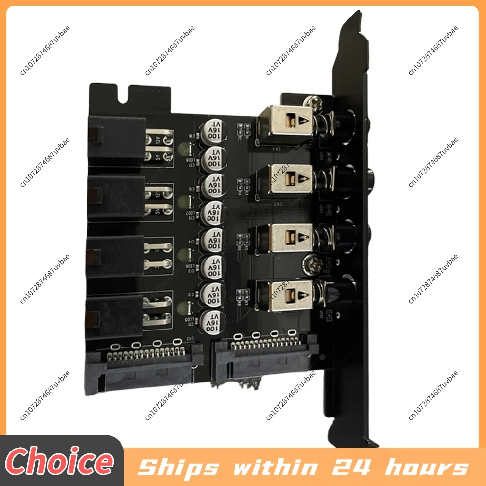 Power Expansion Card Dual Channel Hard Drive PCI Expansion Card 4 Bit PCI Expansion Card with SATA Cable Power Control Switch