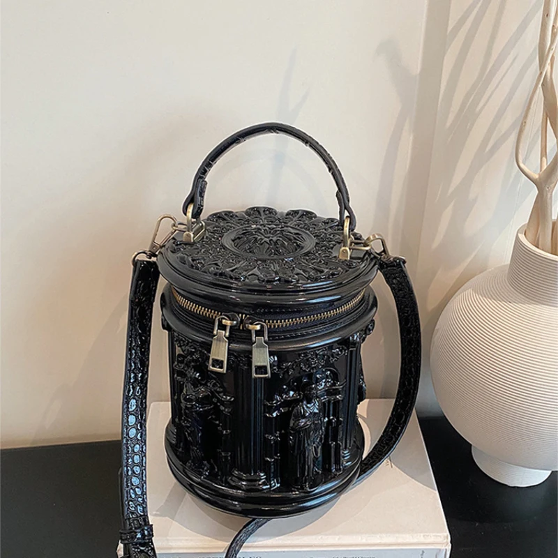 Niche Design Bucket Bag 3d Embossed Baroque Style Crossbody Bag Personalized Creative Handbag Retro Trendy Women Shoulder Bags