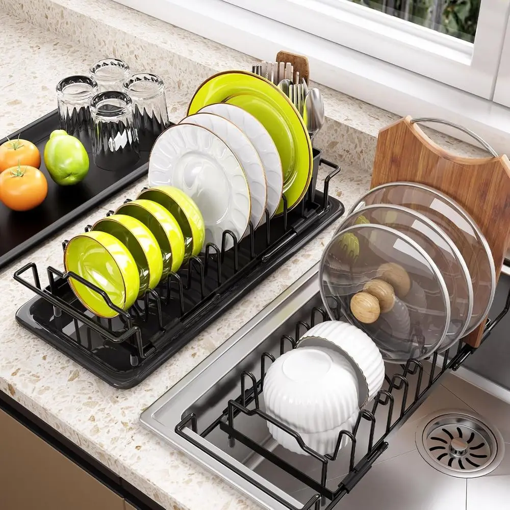 

Sink Dish Drying Rack - Expandable Small Dish Rack Dish Drainer or Kitchen Counter with Cutlery Holder, Drying Rack it or 15’’-2