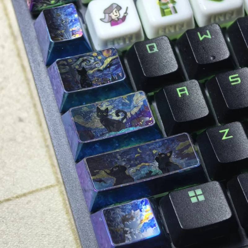 Colorful Titanium Alloy Keycap Custom Starry Sky Set Personality CNC Metal Keycap Anode Ice Crystal Point Key Caps for Gamer MX