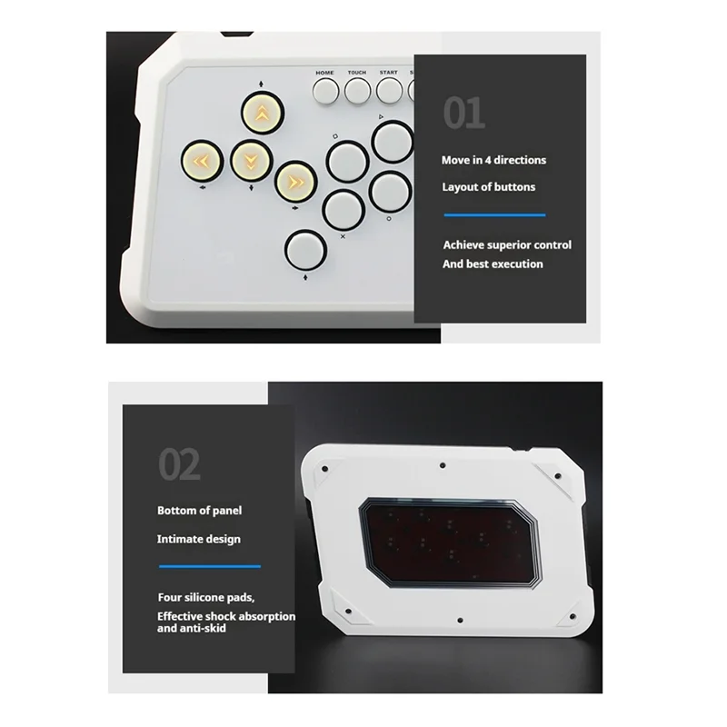 

ABZZ-A50 Контроллер Hitbox Игровая клавиатура RGB Light Аркадный джойстик Контроллер для PS4/PS5/PC/Steam Fightstick Keyboard