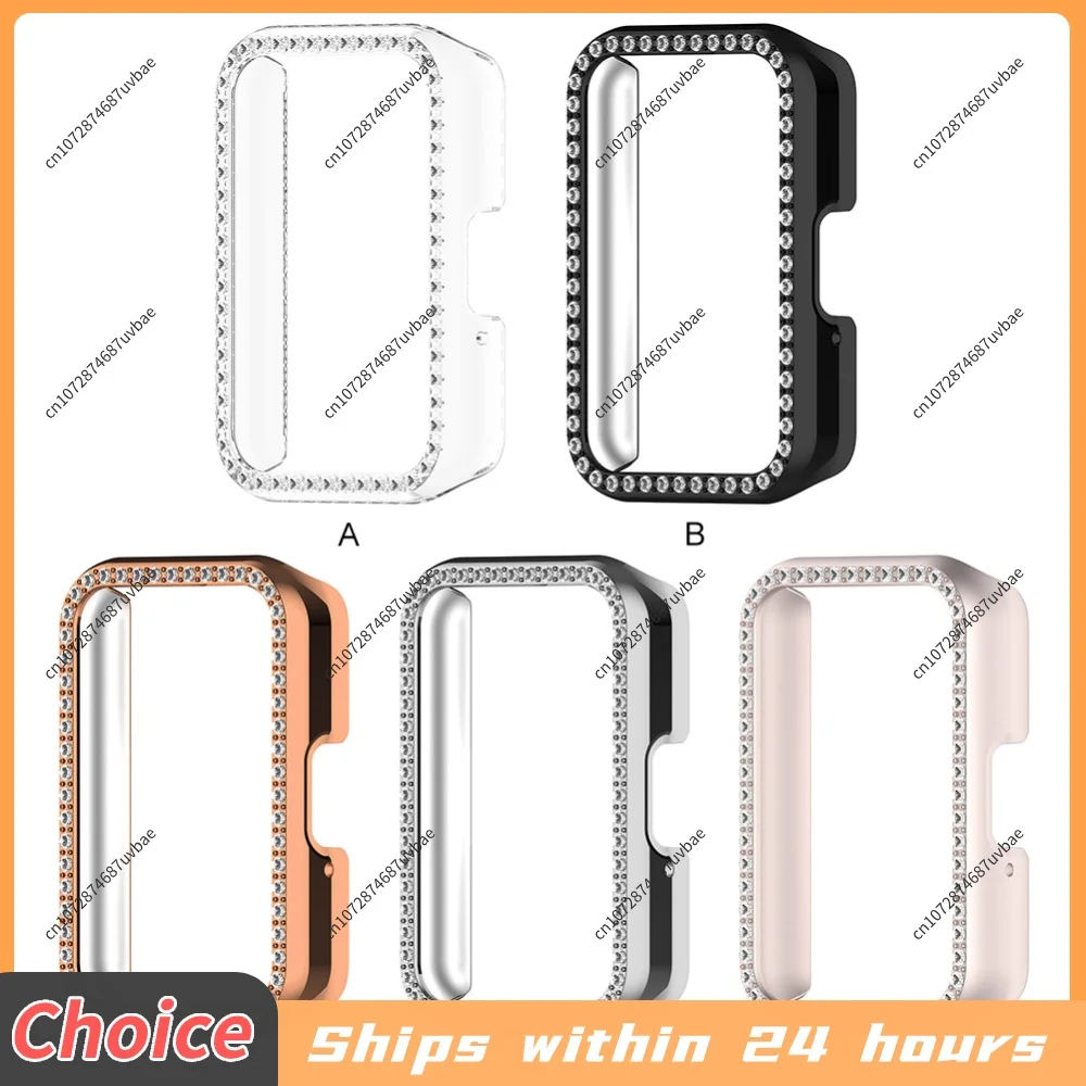 PC Diamond Inlaid Case Protective Case Frame Dustproof Smartwatch Protective Shell Anti-Scratch for Samsung Galaxy Fit 3 SM-R390