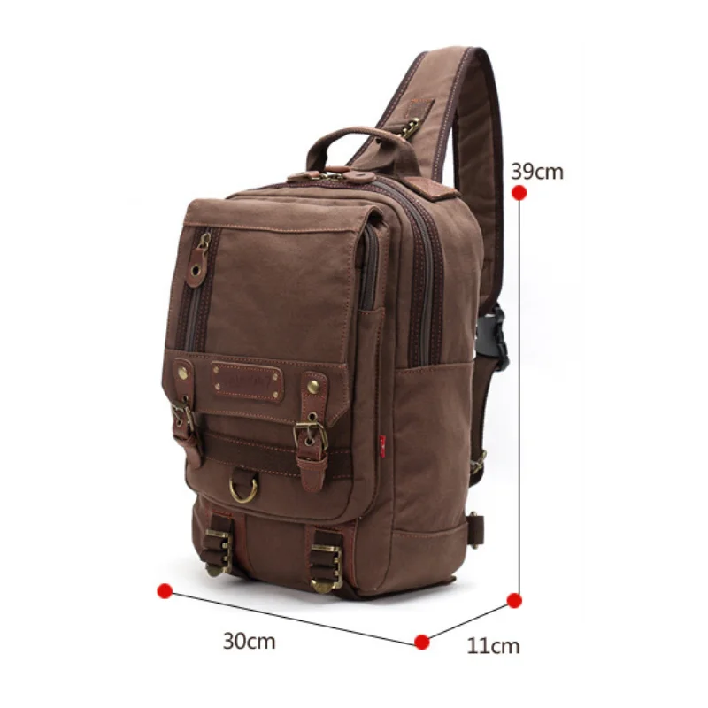 Chikage Large Capacity Single-shoulder Backpack High Quality Fashion Chest Bag Multi-function Unisex Vintage Canvas Bag