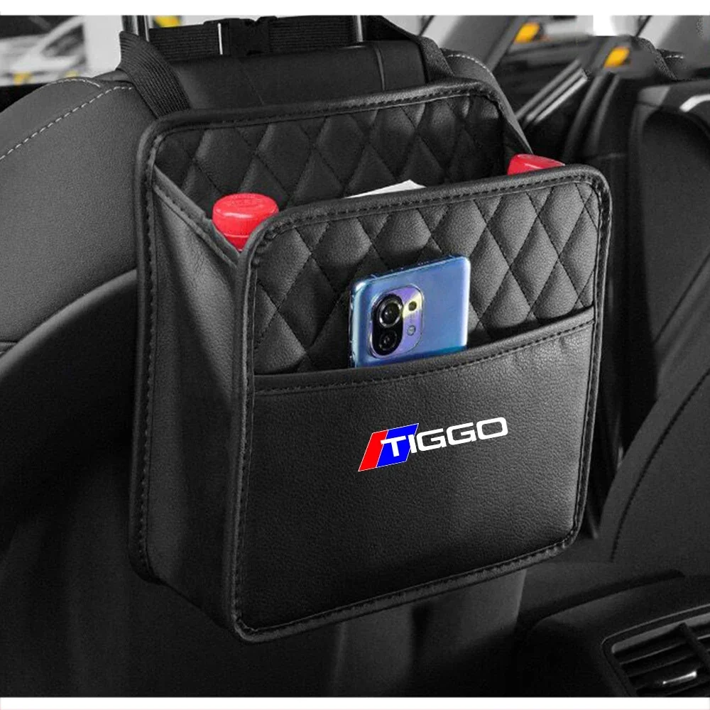 Car Back Seat Storage Bag  Hanging Bag Box Paper Towel Phone Storage Trash Can for CHERY TIGGO 3 4 5 7 PRO 8