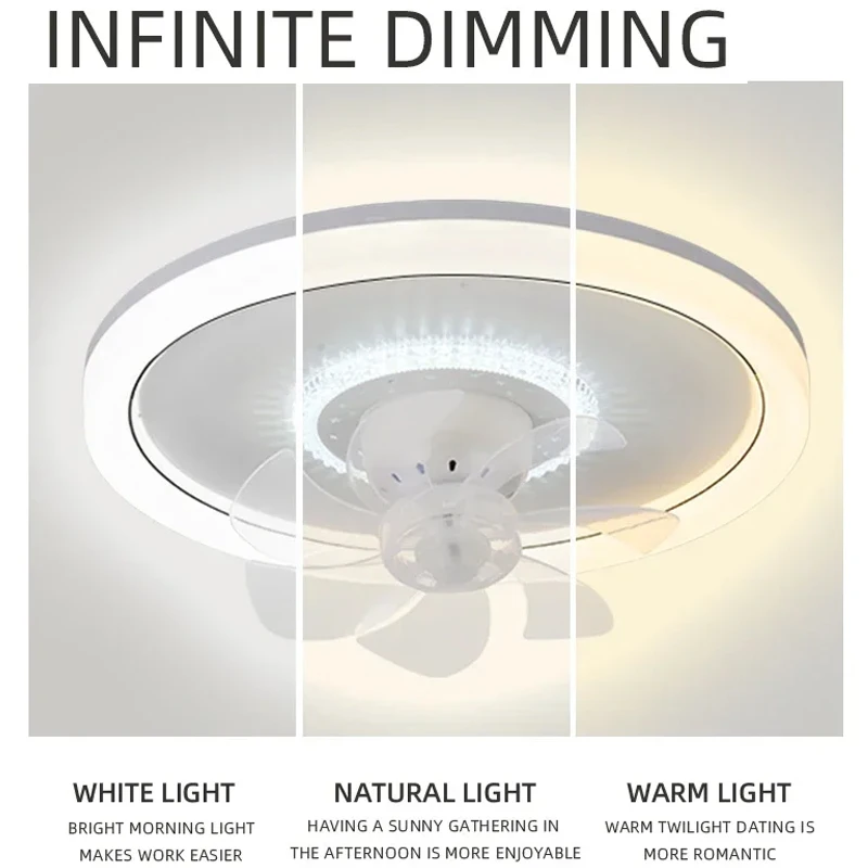 LED Modern Ceiling Fan Light, 360 ° Rotation Function, with Light, Remote Unlimited Adjustment, Bedroom Decorative Lighting