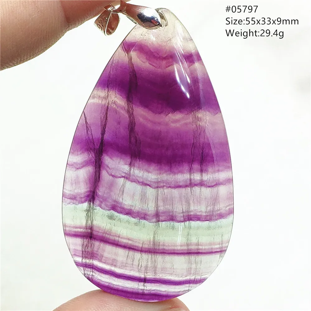 Natural Colorful Fluorite Quartz Pendant Necklace Water Drop Crystal Blue Purple Fluorite Rainbow Jewelry Rare Woman Men AAAAA