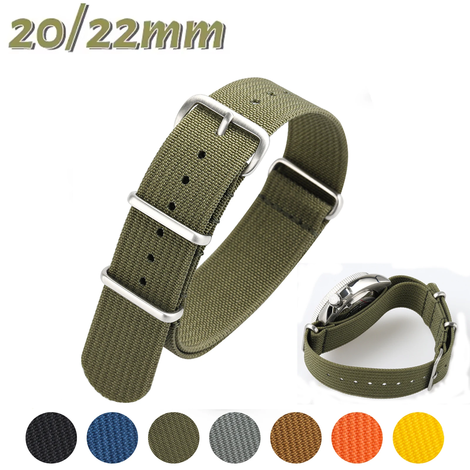 

Ribbed Strap For Ballistic Fabric Watch straps Replacement Watchband 19mm 20mm 22mm Premium Quality Nylon Watch Band Accessories