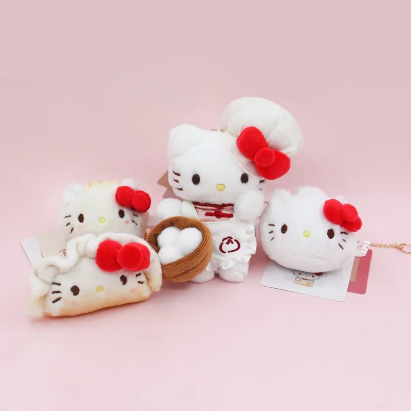 Kawaii Hello Kitty knuffel ontbijt chef-kok cake serie pluche pop rugzak hanger sleutelhanger meisje vakantie verjaardagscadeau