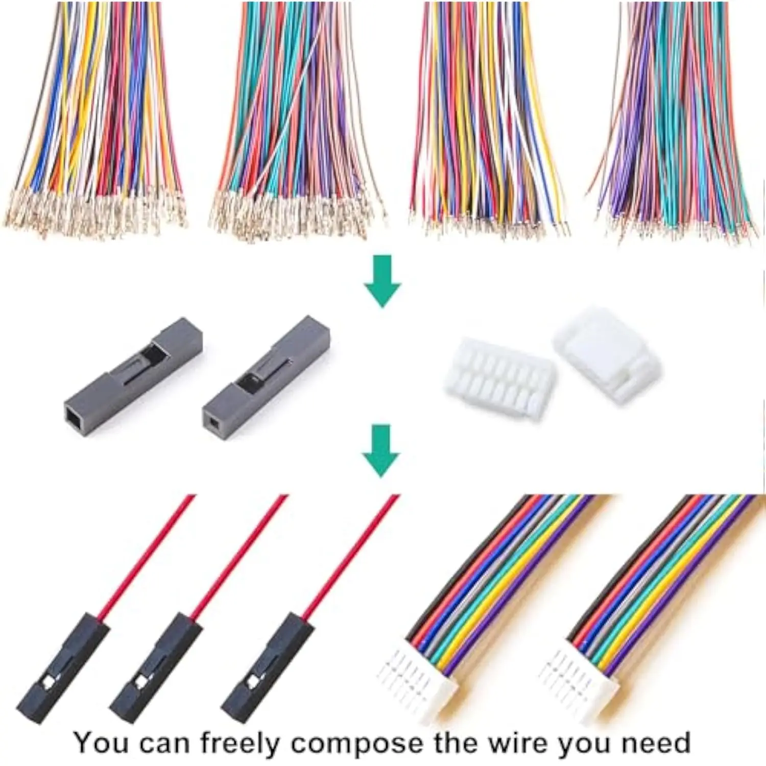 

Комплект разъемов Dupont GH1.25 JST на 2,54 мм с предварительно обжимным кабелем 28AWG GH-to-Dupont для электроники