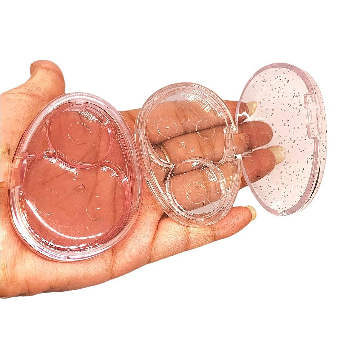 10 pièces 5.5g double couleur Blush Compact Transparent, organisateur rabattable pour surligneur correcteur fard à paupières