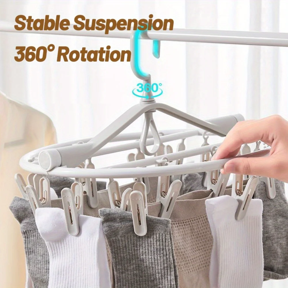 Folding Clothes Dryer Hanger Clothes Socks Drying Rack Home Gadgets Clothes Pegs Multifunctional with Plastic Multi Clip