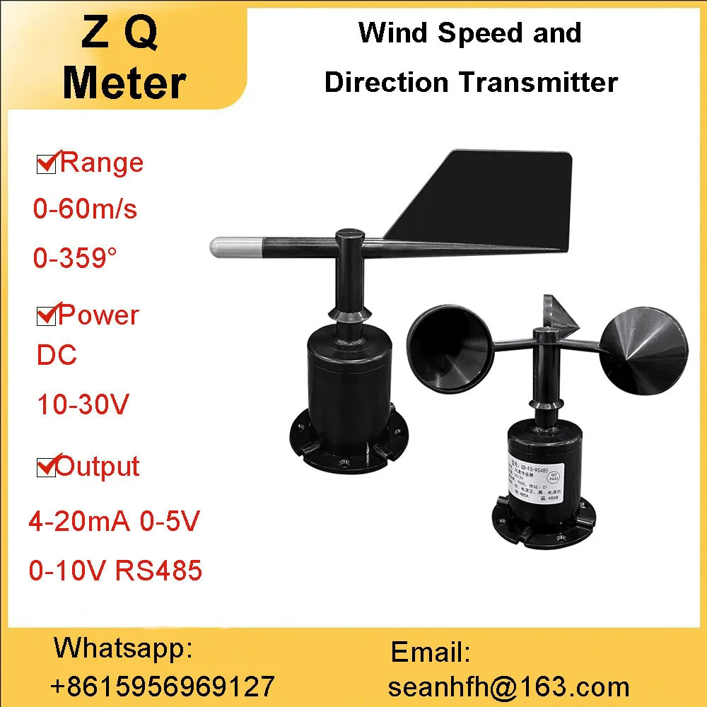 

Wind speed and direction sensor measuring instrument three Cup transmitter pulse 0-5V 4-20mA RS485modbus output