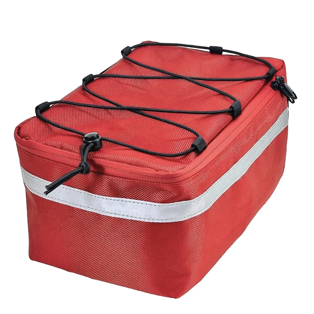 Bike Trunk Bag with Waterproof Polyester Side Compartments Reflective Details and for top Bungee Strap for Rear Rack