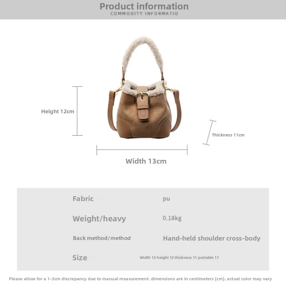 Novo mini sacos femininos versátil lã de cordeiro balde bolsa de ombro crossbody bolsa elegante outono inverno