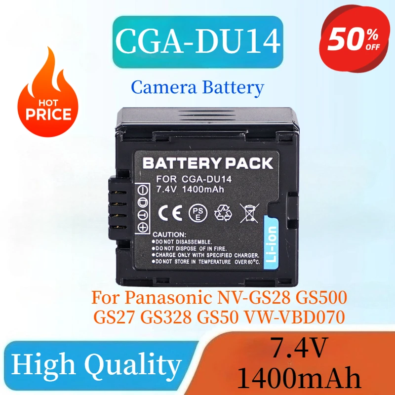 

New 7.4V 1400mAh CGA-DU14 Camera Battery For Panasonic NV-GS28 GS500 GS27 GS328 GS50 VW-VBD070 Batteries CGR-DU06 CGR-DU07