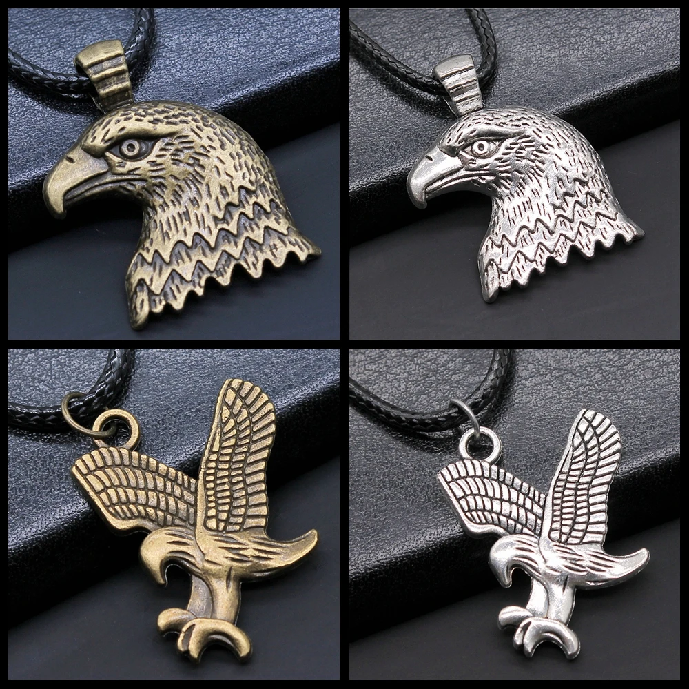 Unisex Eagle Pendant Creativity Retro Exquisite Fashion Party Jewelry Accessories Gift Faux Black Leather Rope Chain Necklace