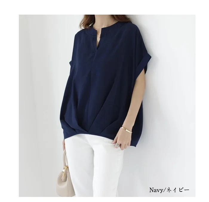 

Японские корейские новые модные весенне-летние женские однотонные свободные модные повседневные шифоновые рубашки с короткими рукавами и v-образным вырезом, женские топы