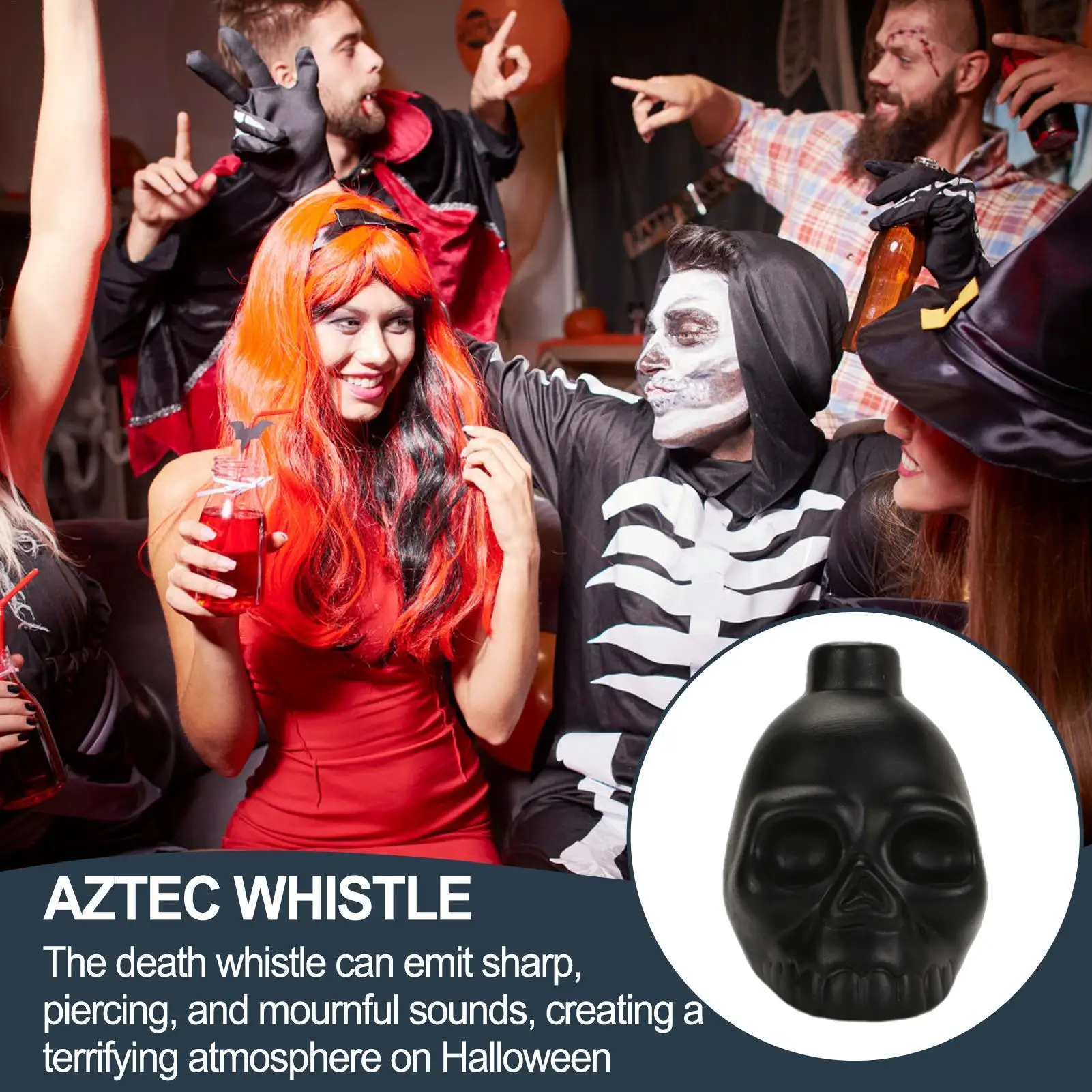 Aztec Death Whistle Skull Shape Screaming Whistle Loud Human Scream Sound Halloween Prop Horror Decor Camping Prank Toy Gift