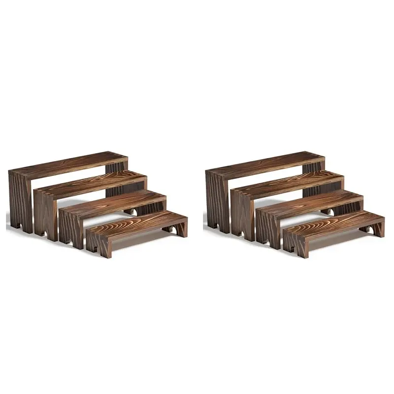 

2 комплекта больших деревянных многоярусных подставок для продавца, мероприятий, штабелируемой деревянной подставки для кексов, декор фермерского дома