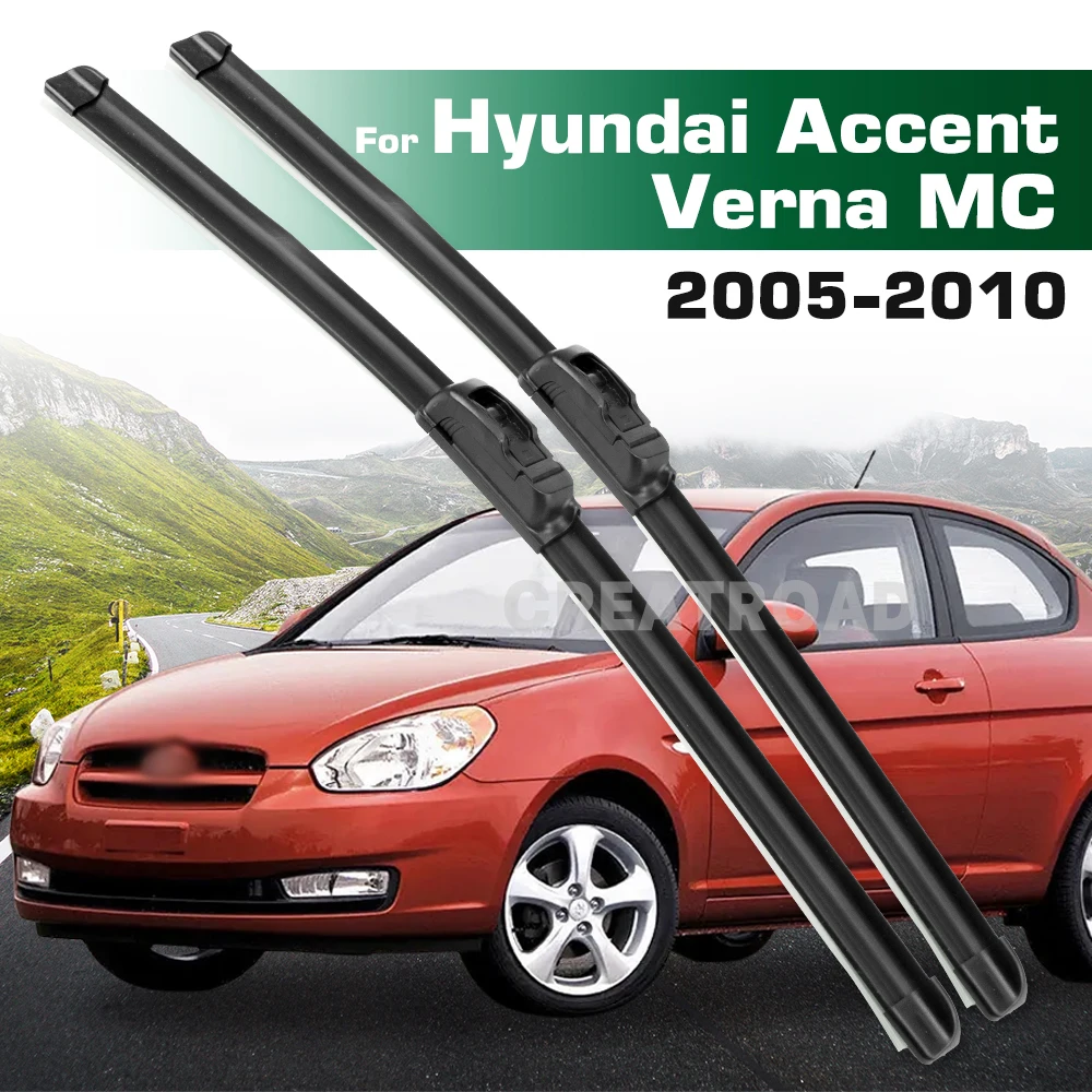 Greatroad Wiper For Hyundai Accent Verna MC 2005-2010 22"+16" Front Wiper Blades 2006 Window Brush Windshield Windscreen 2008