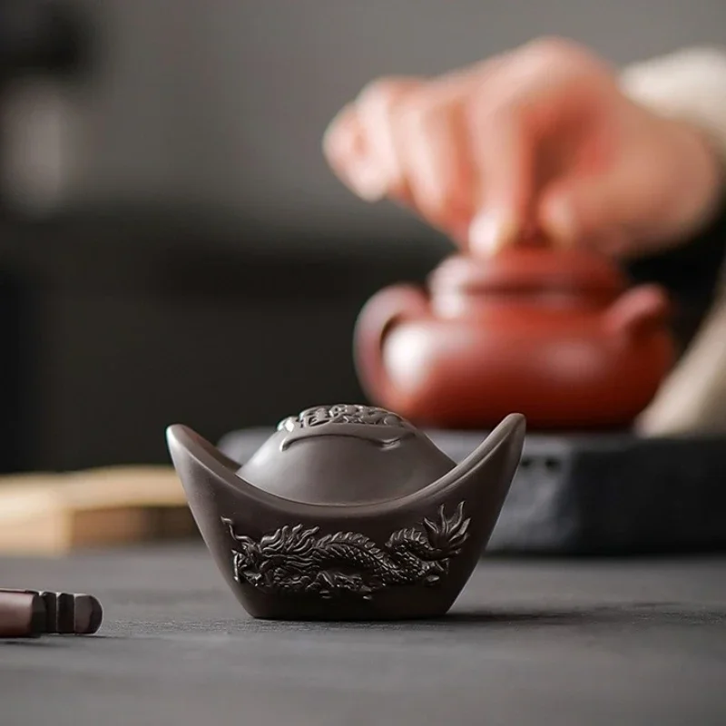 Tea Pet Fortune Lid Rest Kung Fu Tea Set Zisha Purple Clay Guanyin Hand Lid Holder Funnel Brewing Accessory