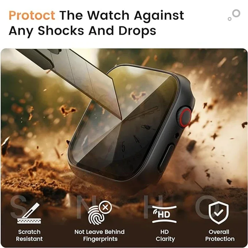 Privacy Case Voor Apple Watch Serie 6 5 4 Se 2 40Mm 41Mm Gehard Glas Schermbeschermer Voor Iwatch 9 8 7 45Mm 44Mm 49Mm Ultra