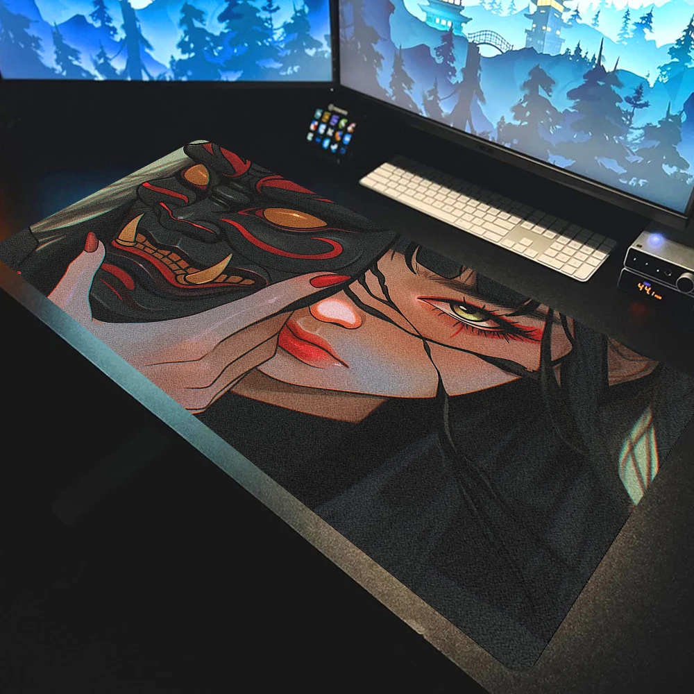

Коврик для мыши «Девушка в маске дьявола» большой XXL, офисный коврик-мат для геймеров, аксессуары для стола, удлиненный коврик для компьютерного стола, увеличенный коврик для компаний