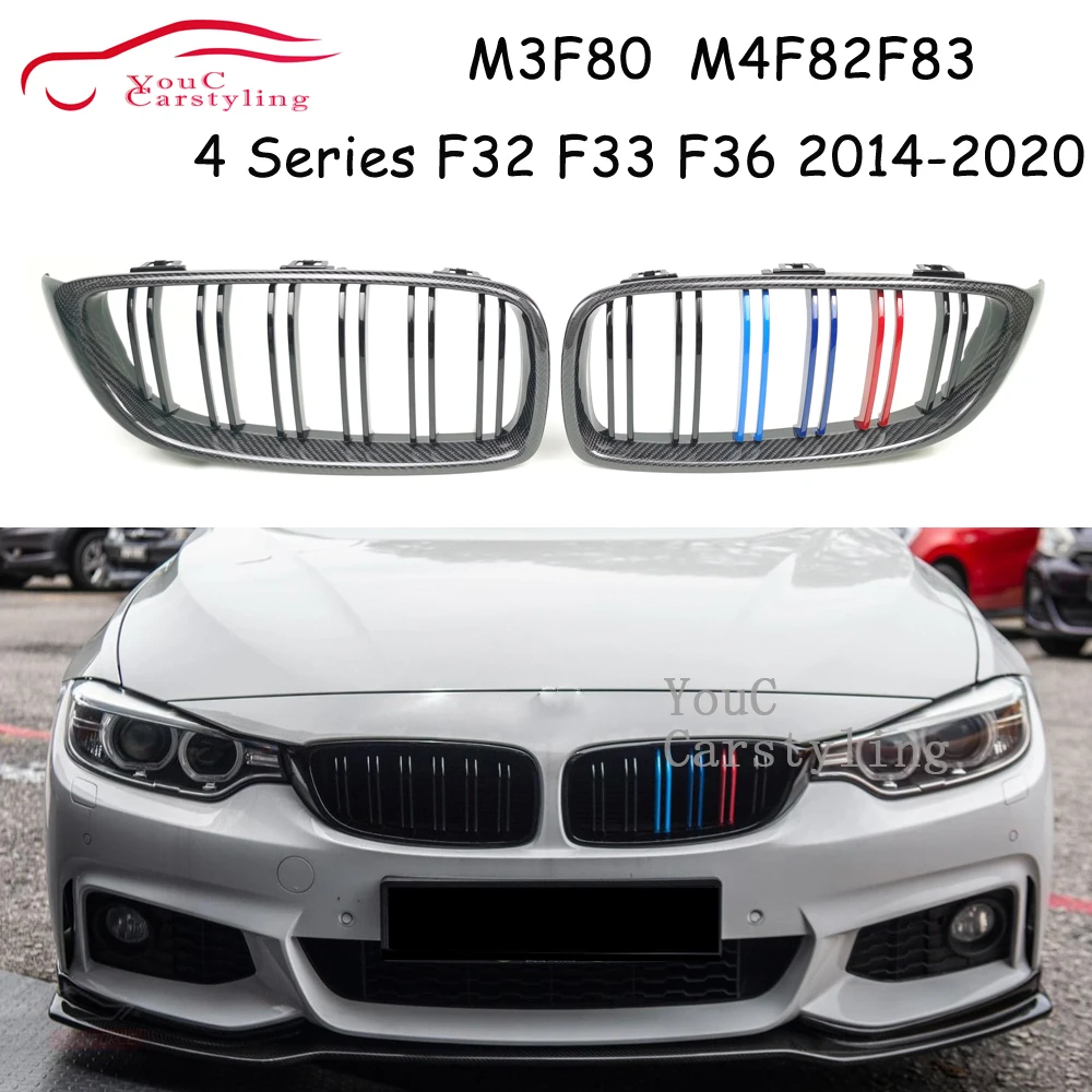 

F32 Real Carbon Fiber Gloss M Color Front Kidney Grille For BMW 4 Series F32 F33 F36 M3 F80 M4 F82 F83 425i 430i 440i 435i