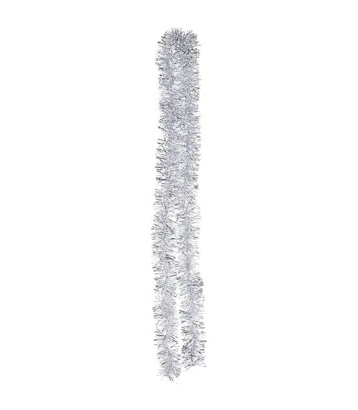 Tradineur Silver Christmas Garland, 180 cm, Diameter 12 cm, Glossy Foam, Pendant tinsel, Christmas Decoration, Tree