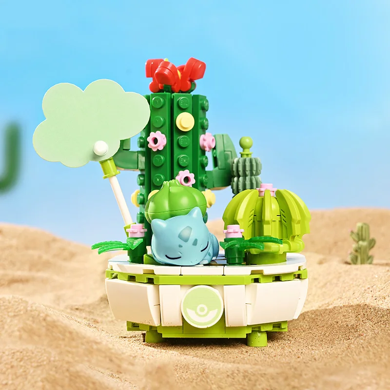 Original Keeppley Pokemon Potted plant style DIY Pikachu Charmander Squirtle Bulbasaur Building Block Anime Doll Kids Toys Gifts