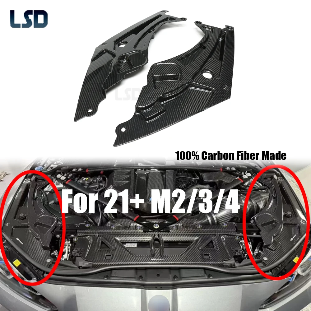 

For BMW 2021+ M2 G87 M3 G80 G81 M4 G82 G83 Full Dry Carbon Fiber Engine Bay Guard Headlight Light Trim Light Eyebrow Cover