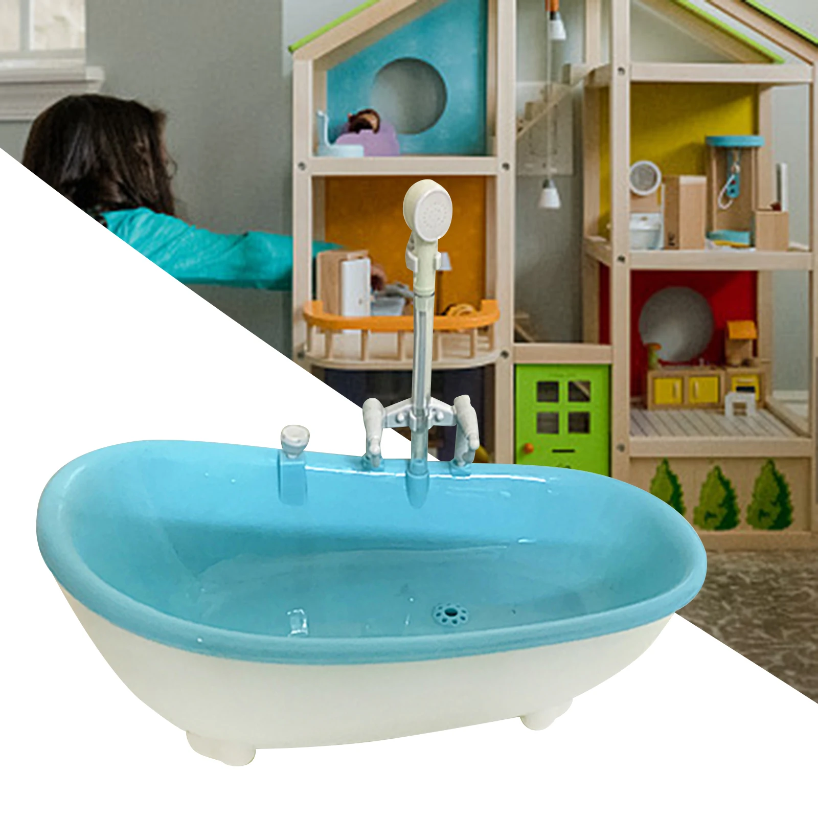 1/6 Dollhouse Bathtub Dollhouse Decoration Doll Miniature Dollhouse Pretend Toys Simulation Bathroom Accessories for Kids Gifts