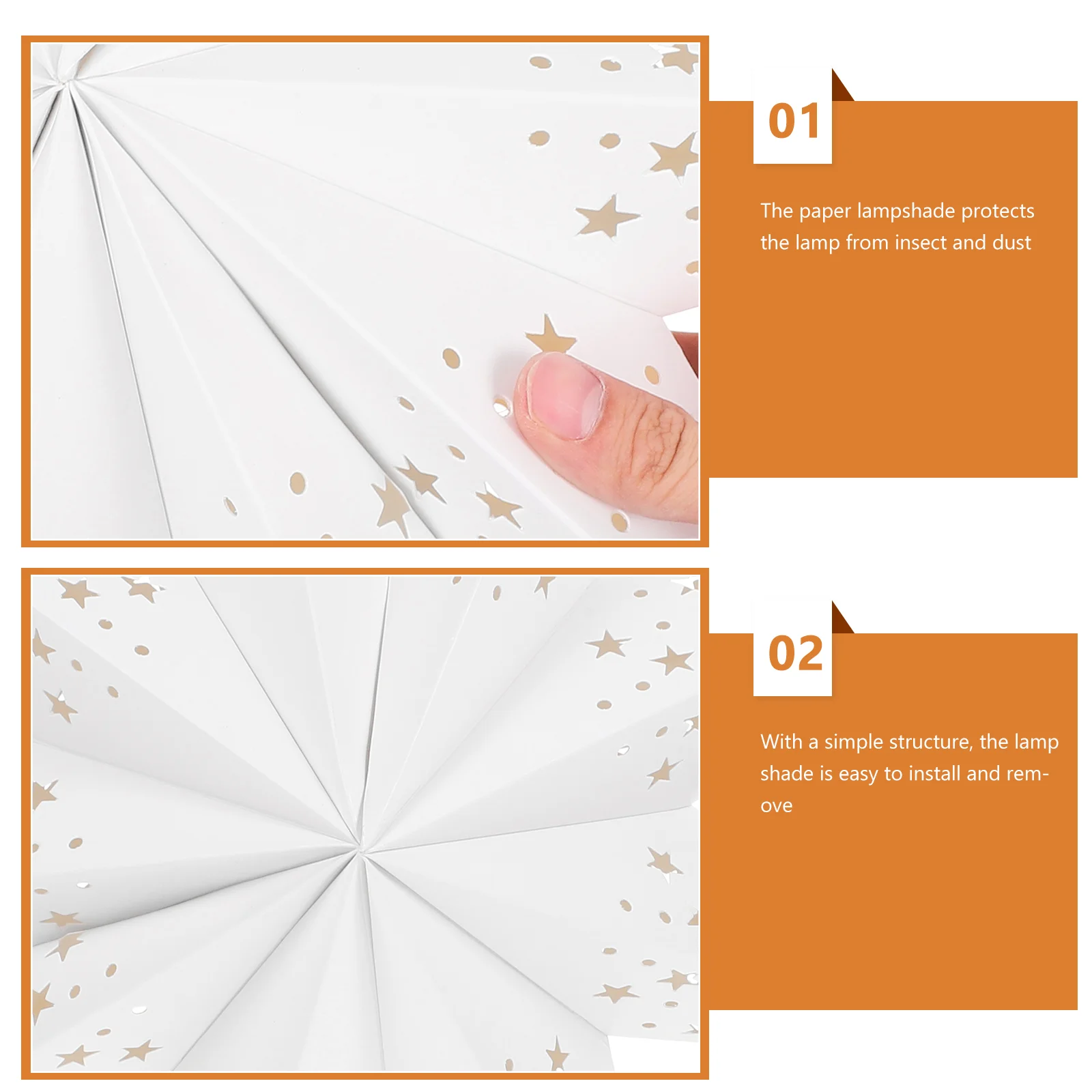 45CM Hollow Out Cover Stars Shaped Illuminated Paper Folding Style Festival Lantern Cover Party Lantern Cover (Whi