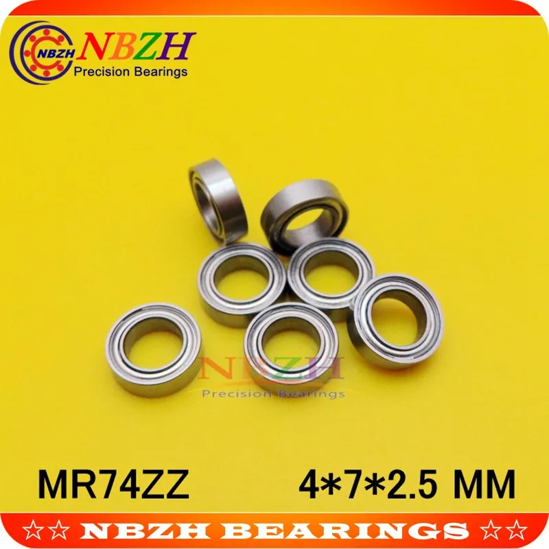 NBZH  Free Shipping MR74 Z SMR74ZZ  L-740ZZ  4*7*2.5 MM Miniature Stainless Steel Bearing 440C Material 10pcs/Lot