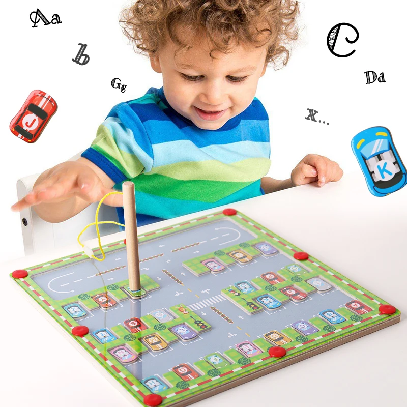 Magnetic Maze Sorting Board Montessori Toys Kids Color Number Cognitive Sensory Game Fine Motor Training Wooden Educational Toys