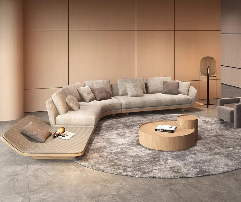 Wabi Silent Wind Arc Corner مزيج على شكل خاص أريكة شقة كبيرة متوسطة الطراز القديم #5