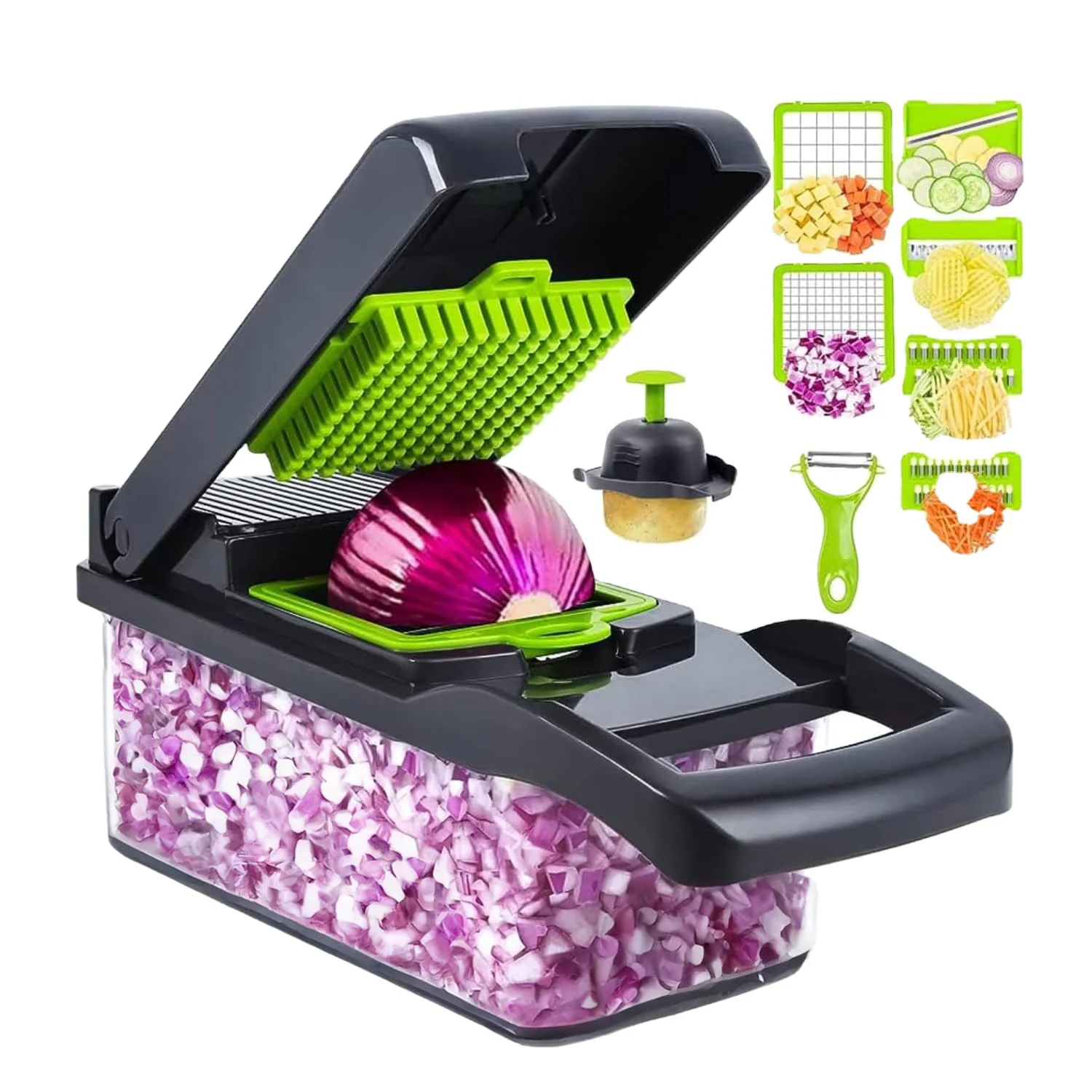 STLL Wholesale Multifunctional 14 in 1 Fruit Vegetable Onion Slicer Dicer Spiralizer Shredder Hand Graters Vegetable Chopper Cut