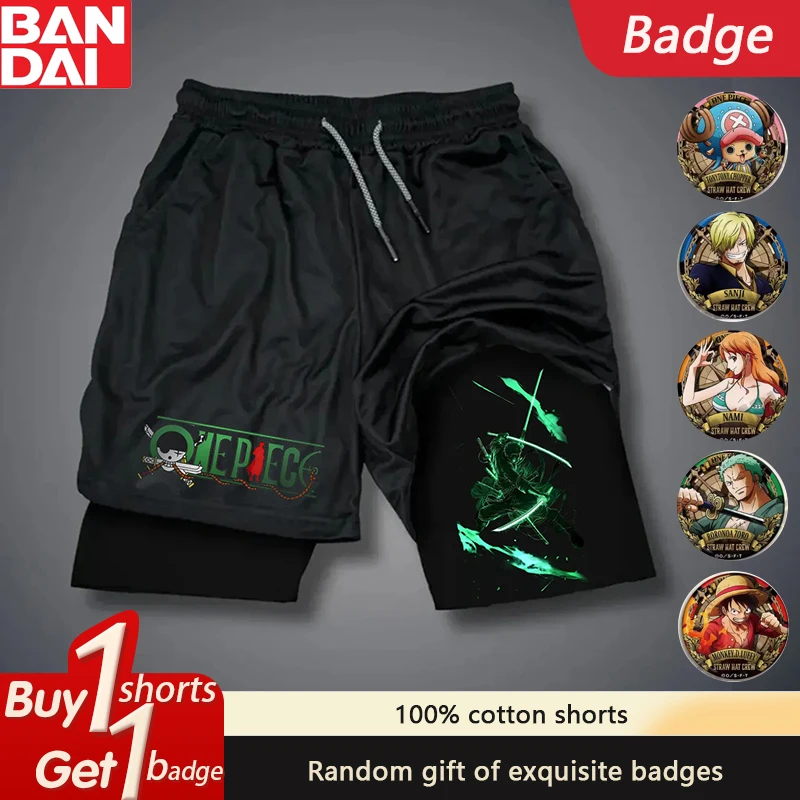 

ONE PIECE Japanese Anime Summer Sports Double-layer Shorts American Hot-blooded Men's Beach Fitness Shorts