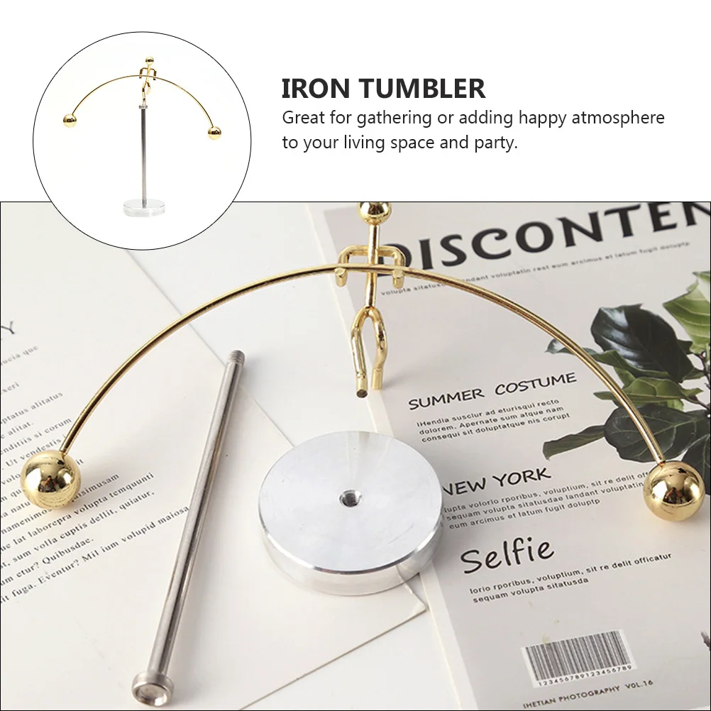 

Creative Iron Tumbler Ornament Weightlifting Man Balance Ball Desktop Decor Home Office Party Durable Corrosion