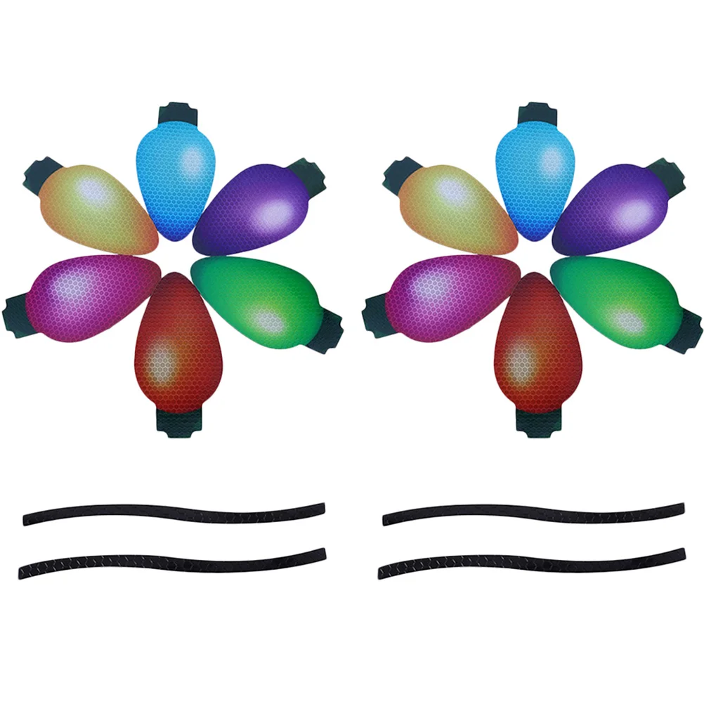 

2Sets Christmas Car Stickers Light Bulb Reflective Magnetic Decorations Auto Refrigerator Car Magnets Holiday Exterior Lights